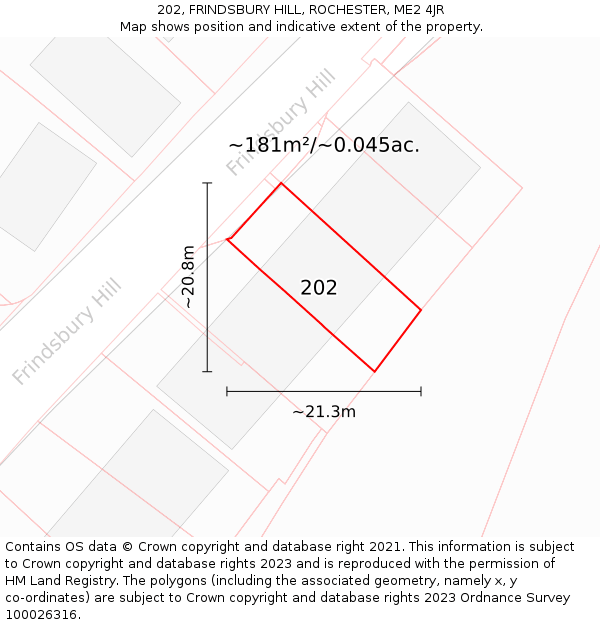 202, FRINDSBURY HILL, ROCHESTER, ME2 4JR: Plot and title map