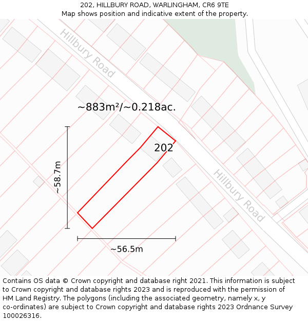 202, HILLBURY ROAD, WARLINGHAM, CR6 9TE: Plot and title map