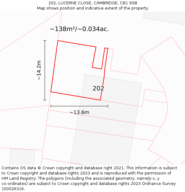 202, LUCERNE CLOSE, CAMBRIDGE, CB1 9SB: Plot and title map