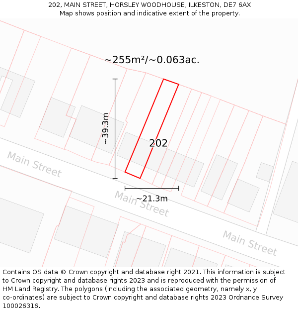 202, MAIN STREET, HORSLEY WOODHOUSE, ILKESTON, DE7 6AX: Plot and title map