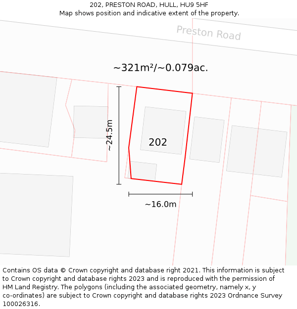 202, PRESTON ROAD, HULL, HU9 5HF: Plot and title map