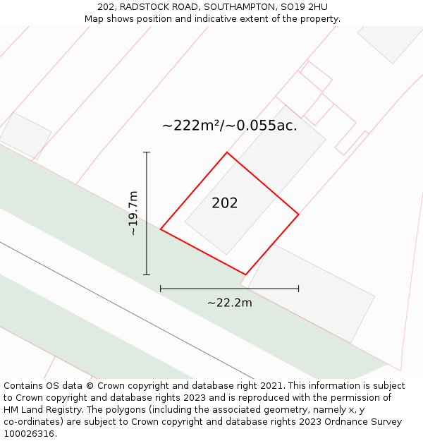 202, RADSTOCK ROAD, SOUTHAMPTON, SO19 2HU: Plot and title map