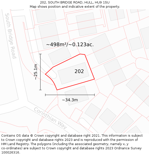 202, SOUTH BRIDGE ROAD, HULL, HU9 1SU: Plot and title map