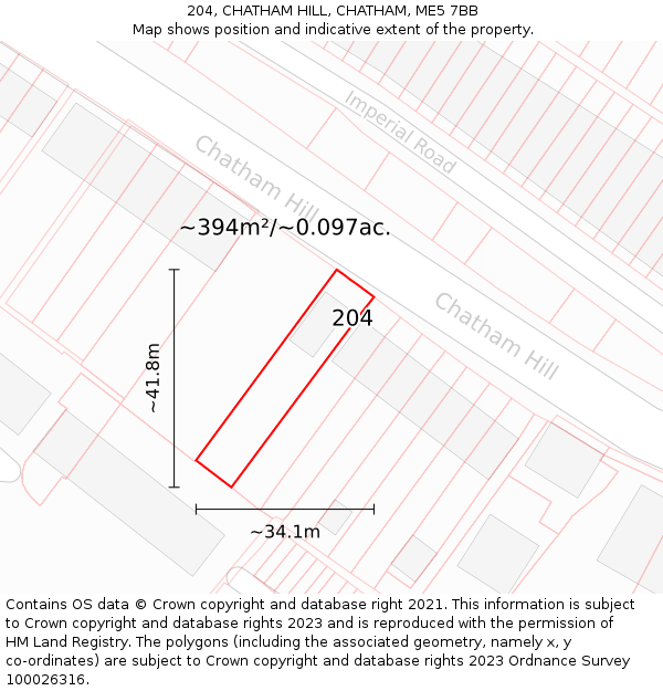 204, CHATHAM HILL, CHATHAM, ME5 7BB: Plot and title map