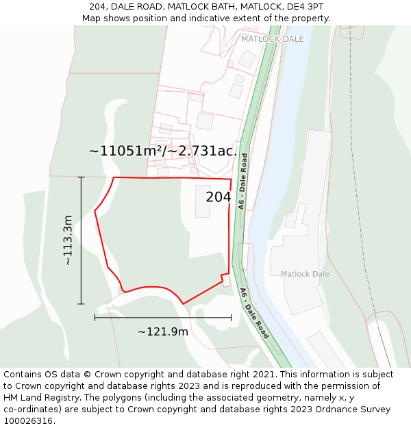 204, DALE ROAD, MATLOCK BATH, MATLOCK, DE4 3PT: Plot and title map