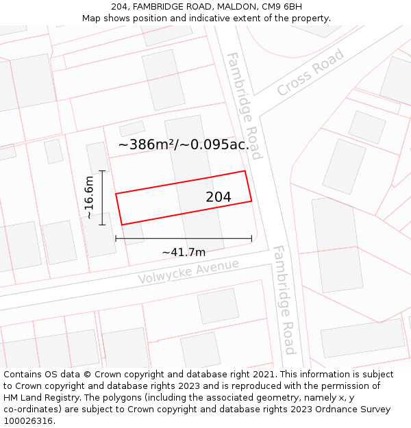 204, FAMBRIDGE ROAD, MALDON, CM9 6BH: Plot and title map