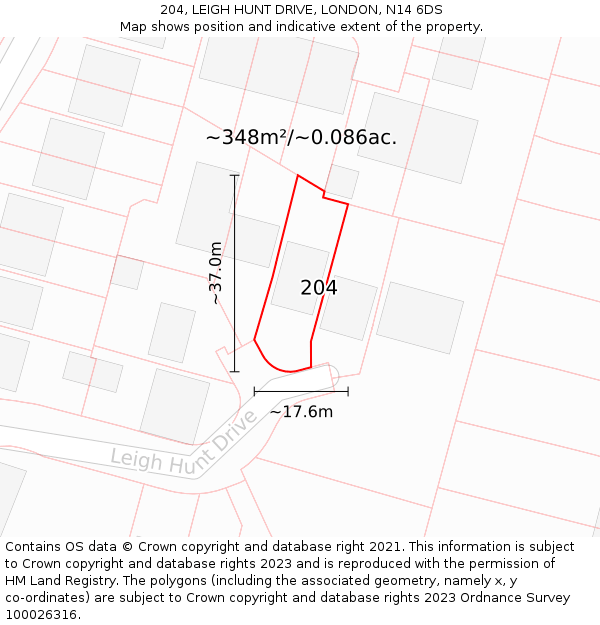 204, LEIGH HUNT DRIVE, LONDON, N14 6DS: Plot and title map