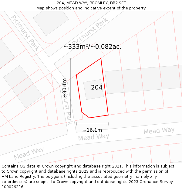 204, MEAD WAY, BROMLEY, BR2 9ET: Plot and title map