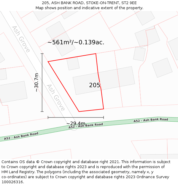 205, ASH BANK ROAD, STOKE-ON-TRENT, ST2 9EE: Plot and title map