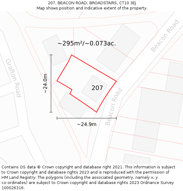 207, BEACON ROAD, BROADSTAIRS, CT10 3EJ: Plot and title map