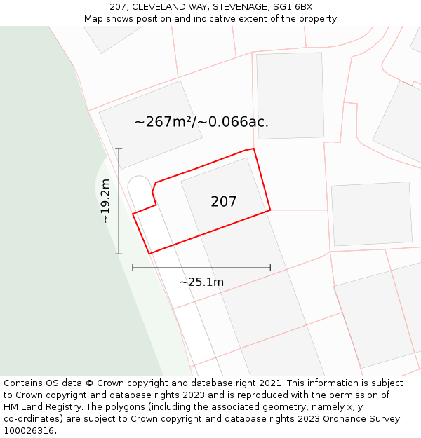 207, CLEVELAND WAY, STEVENAGE, SG1 6BX: Plot and title map