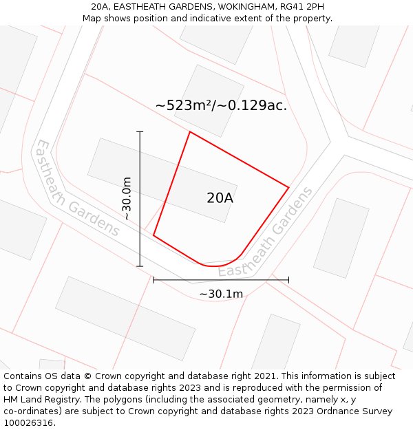 20A, EASTHEATH GARDENS, WOKINGHAM, RG41 2PH: Plot and title map