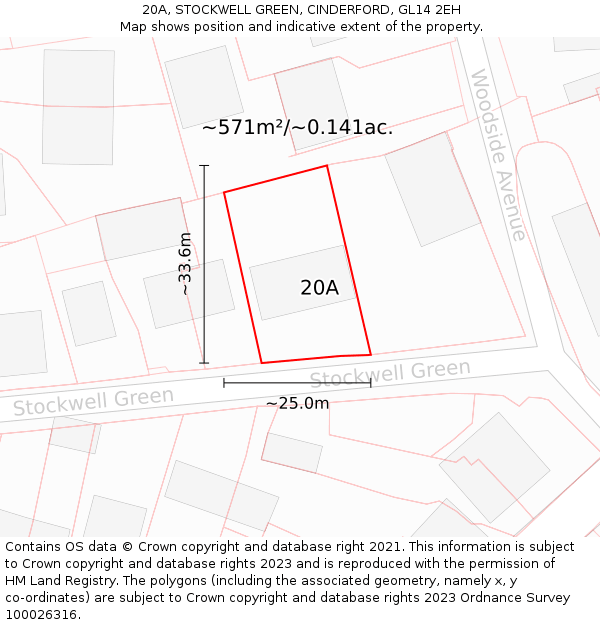 20A, STOCKWELL GREEN, CINDERFORD, GL14 2EH: Plot and title map