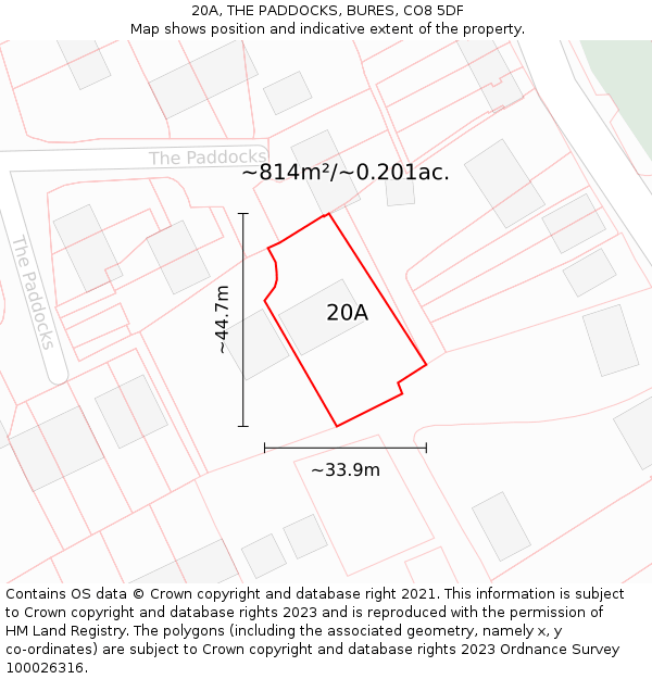 20A, THE PADDOCKS, BURES, CO8 5DF: Plot and title map