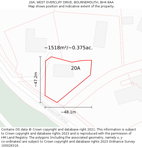 20A, WEST OVERCLIFF DRIVE, BOURNEMOUTH, BH4 8AA: Plot and title map