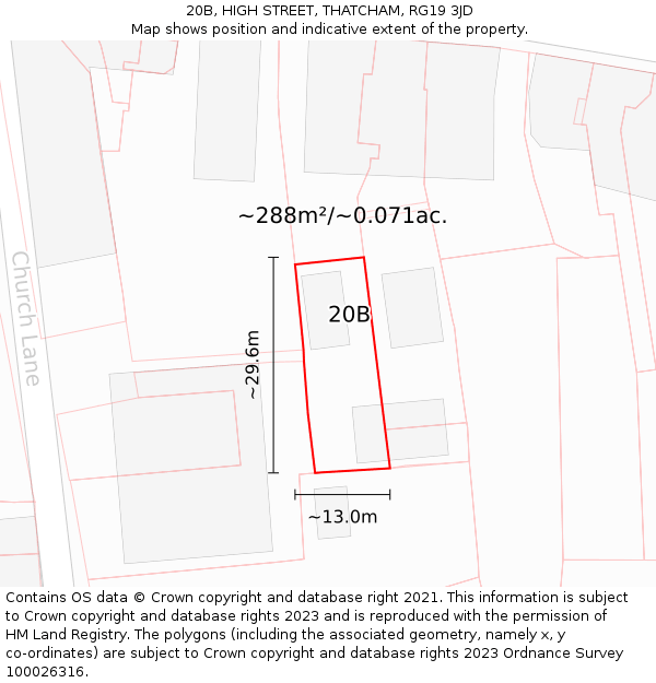 20B, HIGH STREET, THATCHAM, RG19 3JD: Plot and title map