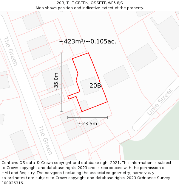 20B, THE GREEN, OSSETT, WF5 8JS: Plot and title map