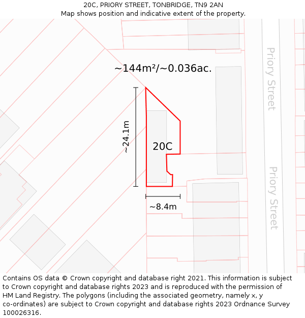 20C, PRIORY STREET, TONBRIDGE, TN9 2AN: Plot and title map