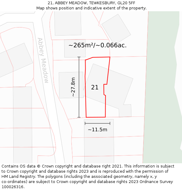 21, ABBEY MEADOW, TEWKESBURY, GL20 5FF: Plot and title map