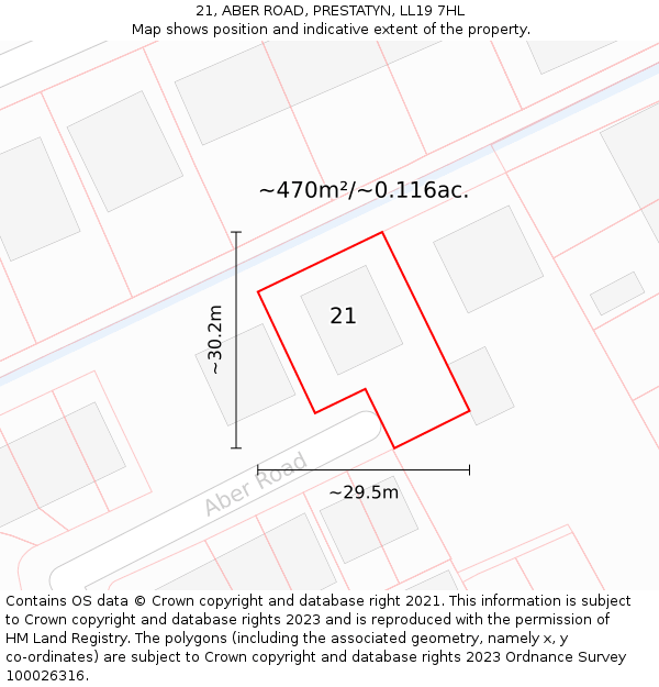 21, ABER ROAD, PRESTATYN, LL19 7HL: Plot and title map