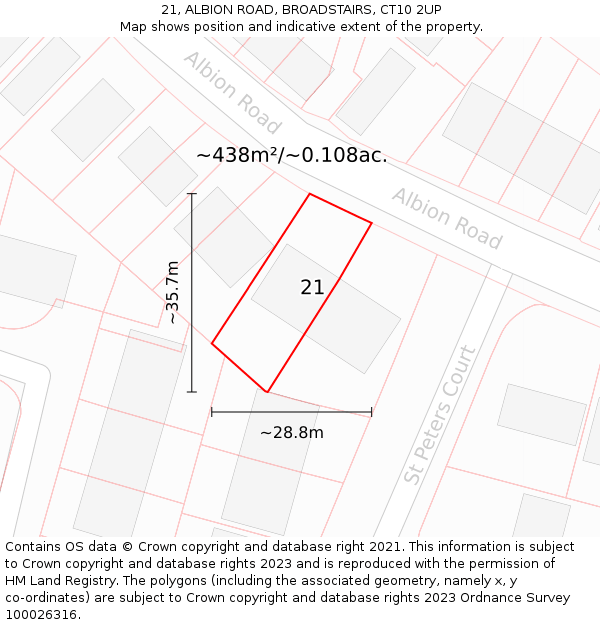 21, ALBION ROAD, BROADSTAIRS, CT10 2UP: Plot and title map