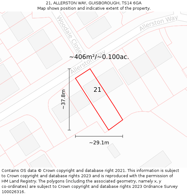 21, ALLERSTON WAY, GUISBOROUGH, TS14 6GA: Plot and title map