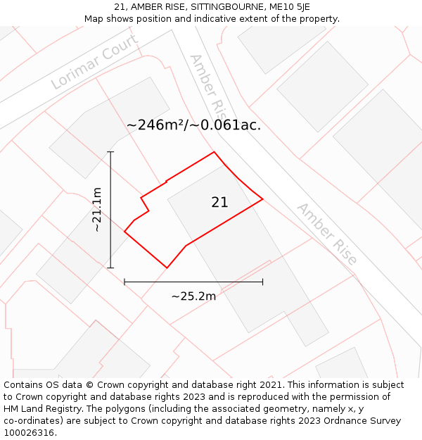 21, AMBER RISE, SITTINGBOURNE, ME10 5JE: Plot and title map