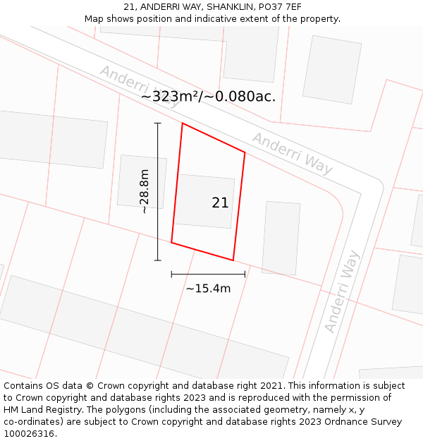 21, ANDERRI WAY, SHANKLIN, PO37 7EF: Plot and title map