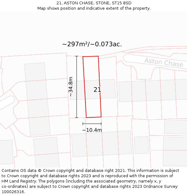 21, ASTON CHASE, STONE, ST15 8SD: Plot and title map