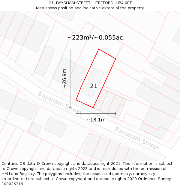 21, BAYSHAM STREET, HEREFORD, HR4 0ET: Plot and title map