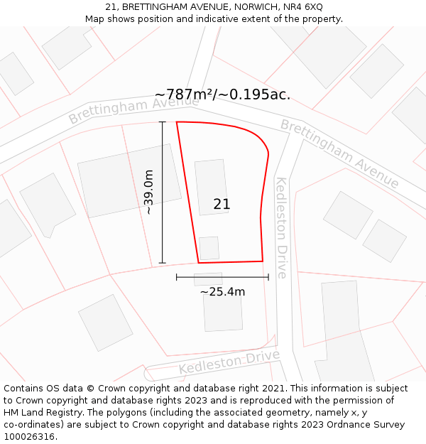 21, BRETTINGHAM AVENUE, NORWICH, NR4 6XQ: Plot and title map