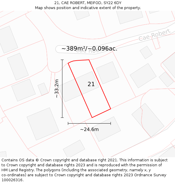 21, CAE ROBERT, MEIFOD, SY22 6DY: Plot and title map