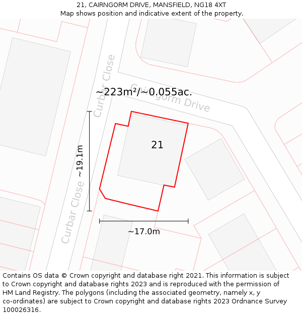 21, CAIRNGORM DRIVE, MANSFIELD, NG18 4XT: Plot and title map
