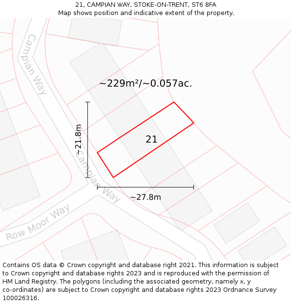 21, CAMPIAN WAY, STOKE-ON-TRENT, ST6 8FA: Plot and title map