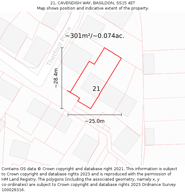 21, CAVENDISH WAY, BASILDON, SS15 4ET: Plot and title map