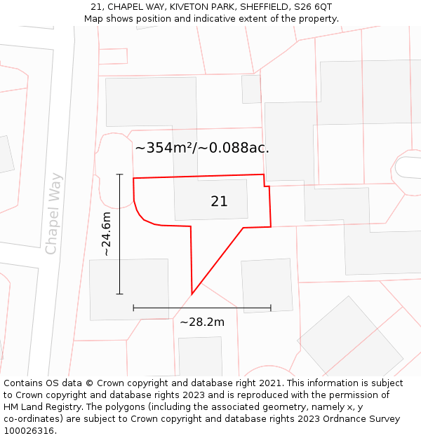 21, CHAPEL WAY, KIVETON PARK, SHEFFIELD, S26 6QT: Plot and title map