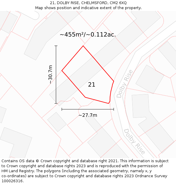 21, DOLBY RISE, CHELMSFORD, CM2 6XQ: Plot and title map