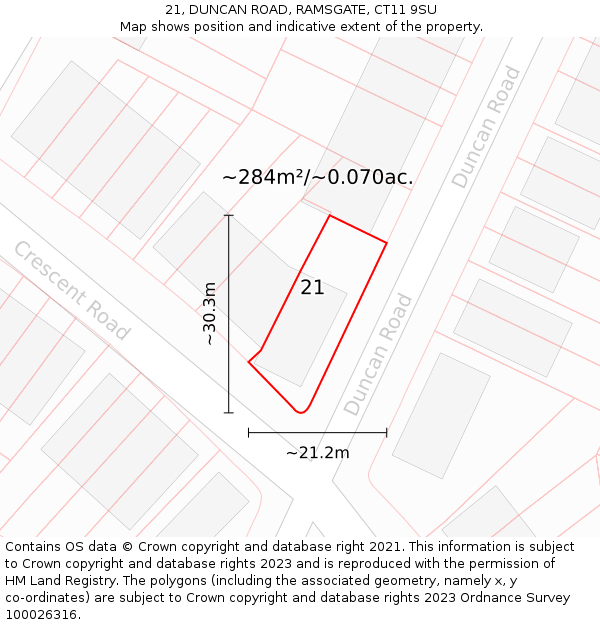 21, DUNCAN ROAD, RAMSGATE, CT11 9SU: Plot and title map