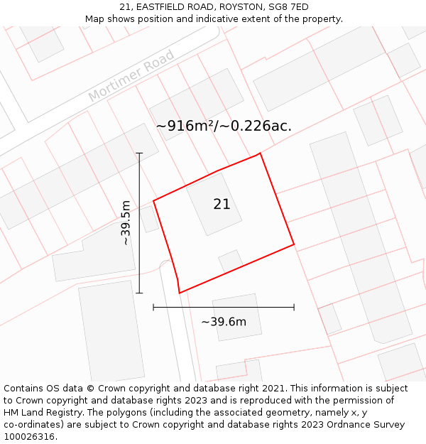 21, EASTFIELD ROAD, ROYSTON, SG8 7ED: Plot and title map