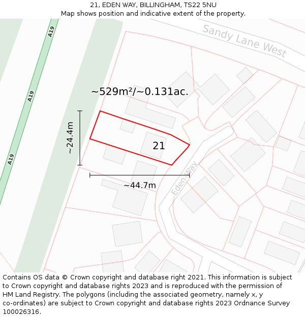 21, EDEN WAY, BILLINGHAM, TS22 5NU: Plot and title map