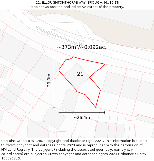 21, ELLOUGHTONTHORPE WAY, BROUGH, HU15 1TJ: Plot and title map