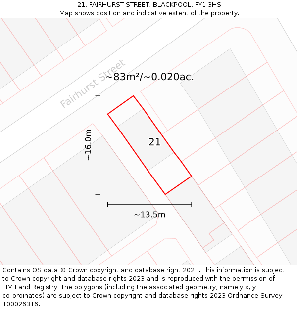 21, FAIRHURST STREET, BLACKPOOL, FY1 3HS: Plot and title map