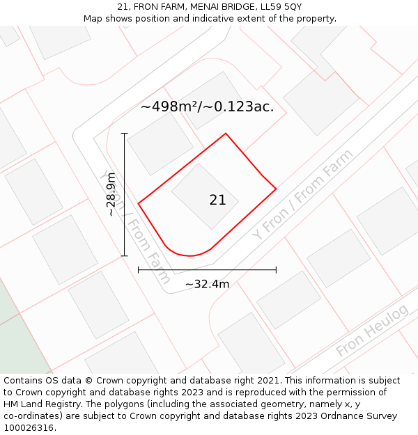 21, FRON FARM, MENAI BRIDGE, LL59 5QY: Plot and title map