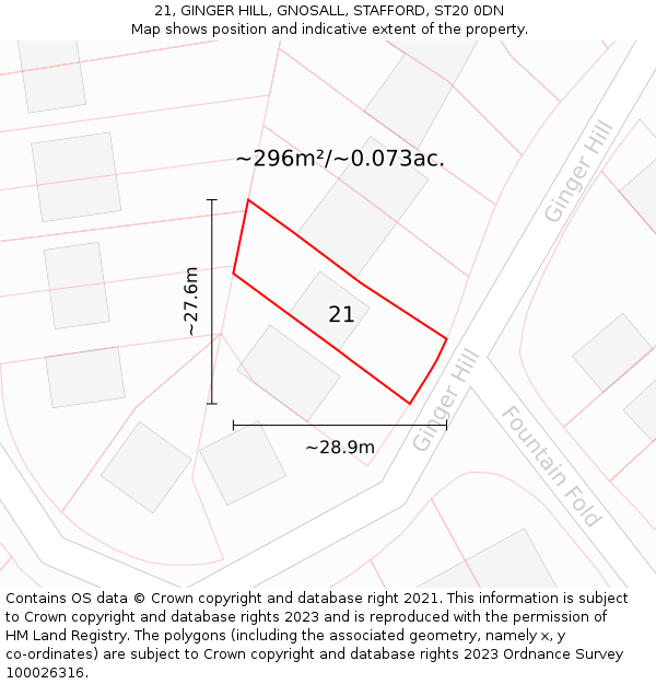 21, GINGER HILL, GNOSALL, STAFFORD, ST20 0DN: Plot and title map