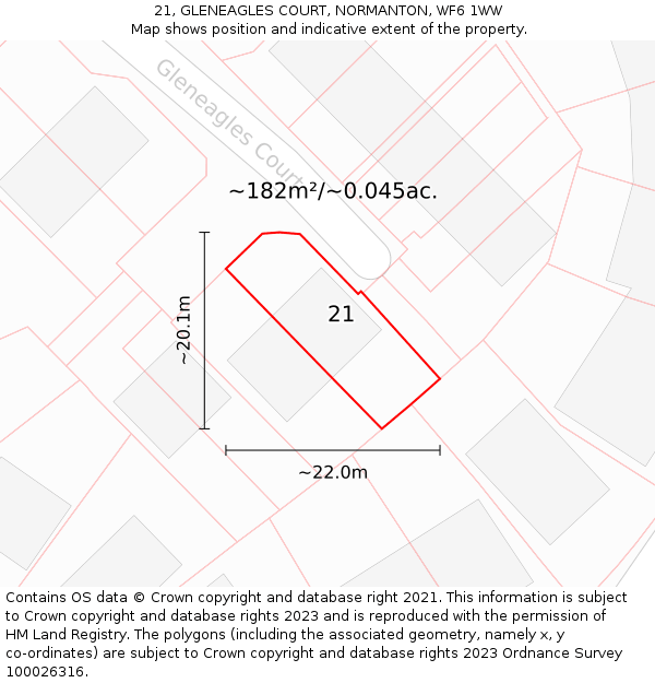 21, GLENEAGLES COURT, NORMANTON, WF6 1WW: Plot and title map