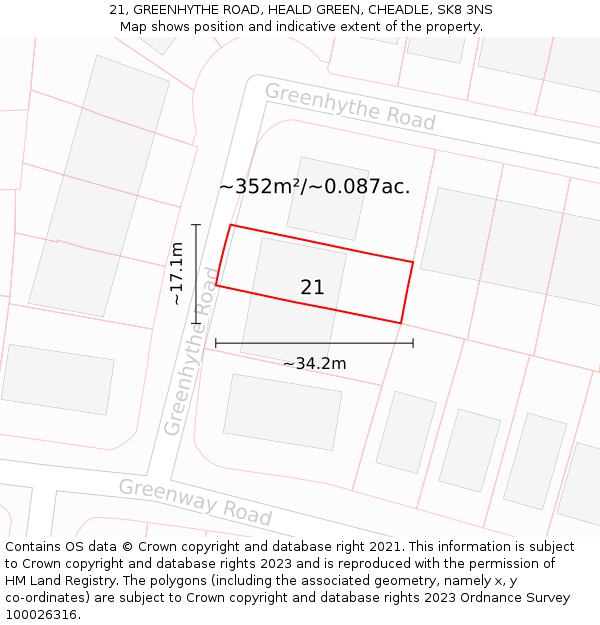 21, GREENHYTHE ROAD, HEALD GREEN, CHEADLE, SK8 3NS: Plot and title map