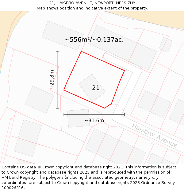 21, HAISBRO AVENUE, NEWPORT, NP19 7HY: Plot and title map