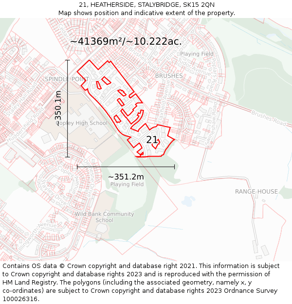 21, HEATHERSIDE, STALYBRIDGE, SK15 2QN: Plot and title map