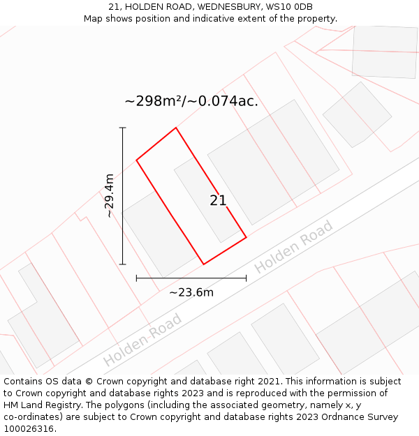 21, HOLDEN ROAD, WEDNESBURY, WS10 0DB: Plot and title map