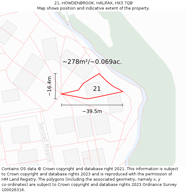 21, HOWDENBROOK, HALIFAX, HX3 7QB: Plot and title map